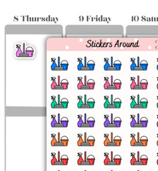 Rainbow Cleaning Icon Planner Stickers, Chores Stickers, Calendar & Journal