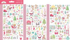 Doodlebug Mini Icon Stickers Tinsel Time Christmas Santa Reindeer Trees Cottages