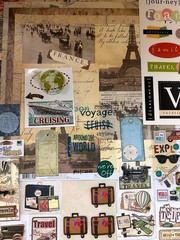 LARGE LOT OF 210 PCS TRAVEL EUROPE PARIS ROME CRUISES SCRAPBOOK PAPERS STICKERS