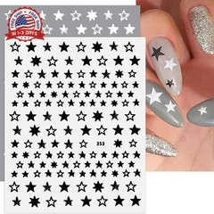 12 Sheets Star Nail Stickers,8 Colors Self-Adhesive 4th of July Nails Decals,Ind