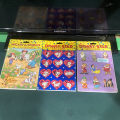 3 VINTAGE DISNEY STAR STICKERS- SNOW WHITE – MICKEY & FRIENDS -DALMATIANS GIBSON