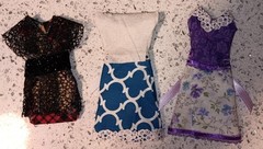 Lot of 3 Handmade Dresses For Junk Journals Scrapbooks Shadow Boxes Or Ornaments