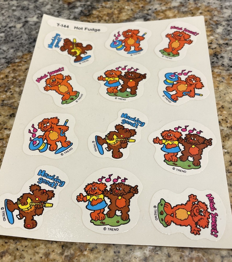 Vintage Trend T-144 scratch and sniff stickers Hot Fudge dogs