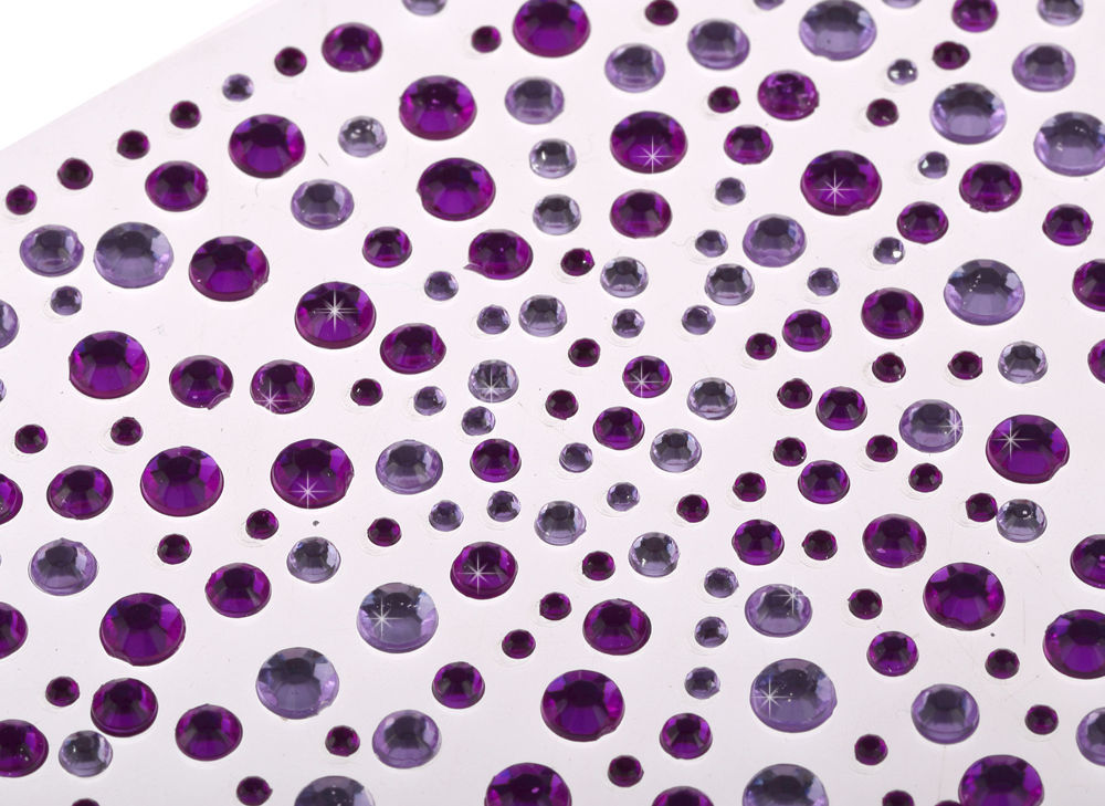 CraftbuddyUS 325 Purple/ Lilac Self Adhesive Diamante Rhinestone Gems Crafts