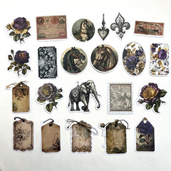 Vintage Style Horse Rose Tag Stickers Romantic Scrapbooking Junk Journal Collage