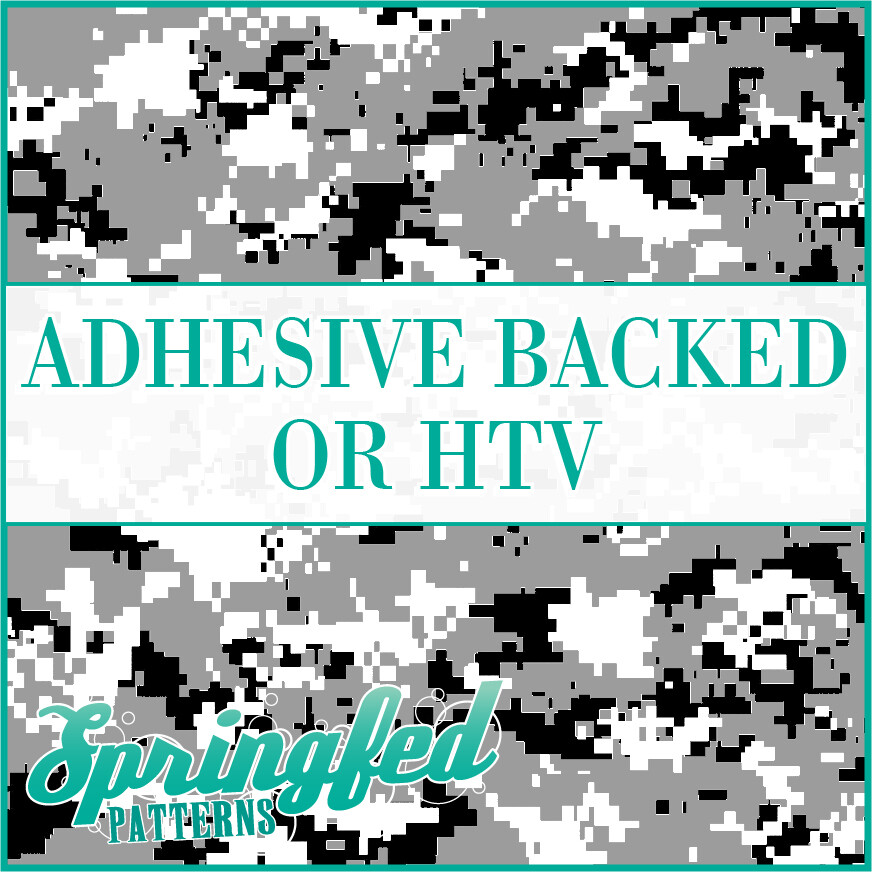 Digital CAMO in Black, Grey & White Adhesive Vinyl or HTV Heat Transfer Vinyl