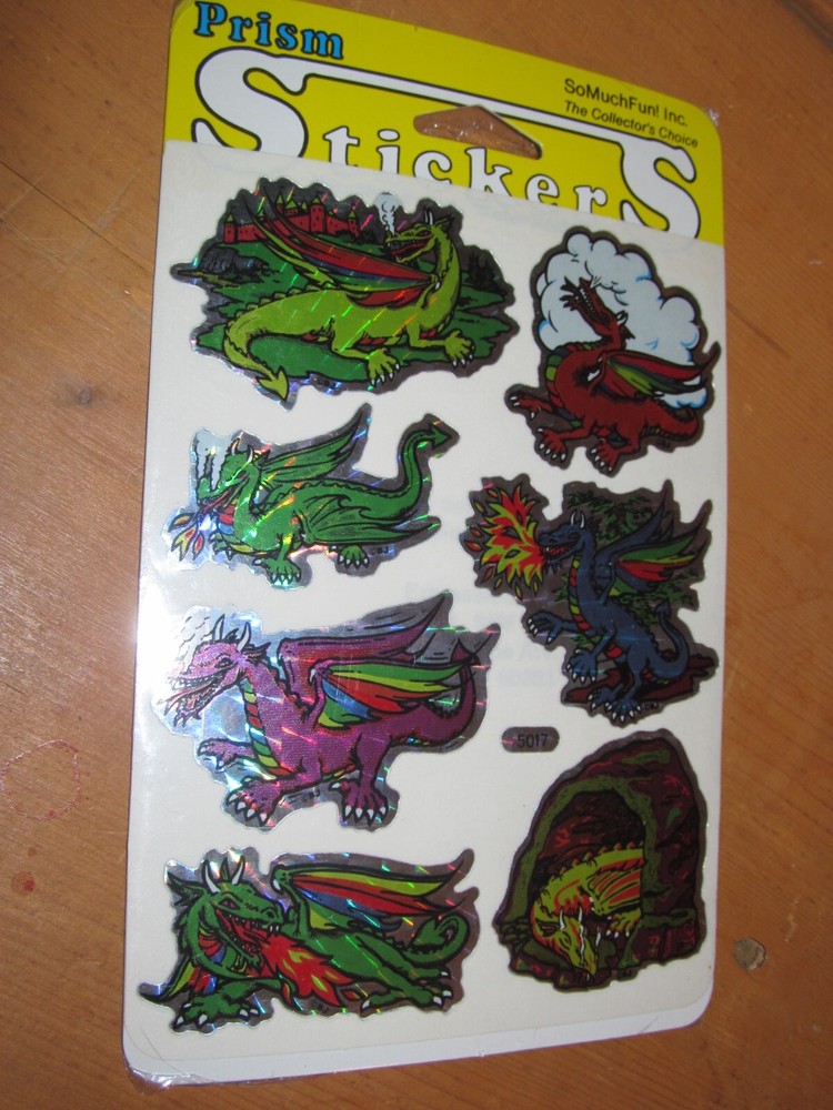 PRISM STICKER SHEET VINTAGE DRAGON VINTAGE PRISMATIC ANIMAL NIP