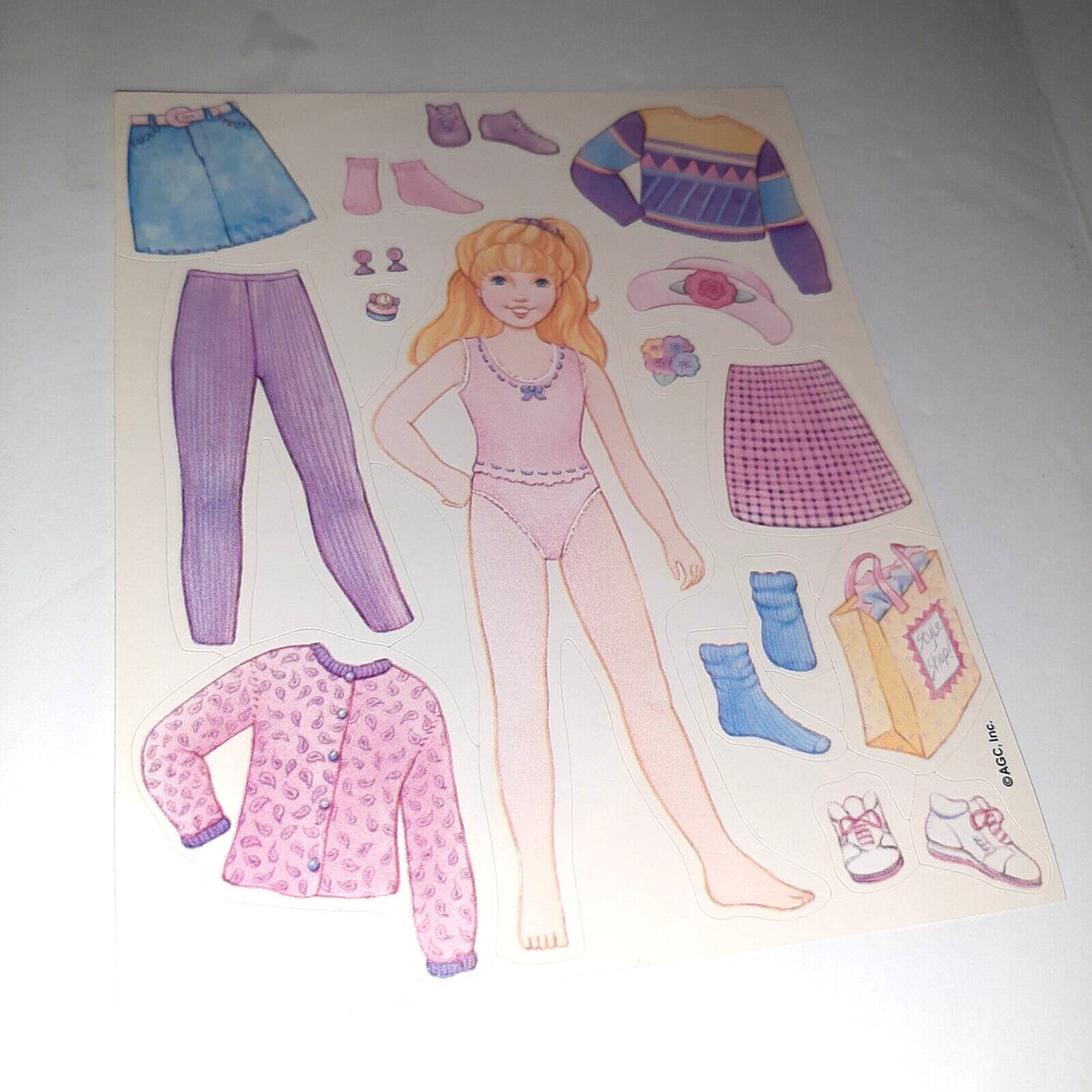 Vtg 80s AGC Pre-Teen Girl Sticker Activity Sheet Paper Doll/Dress Up