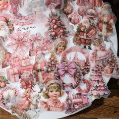 36 pcs Pink Christmas Translucent Vellum Matte Surface Paper Sticker Scrapbook