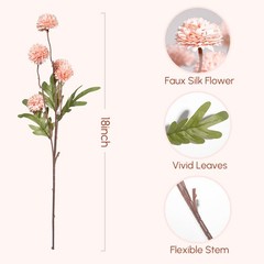 5 Pcs Artificial Pink Pompon Mums Small Flowers, 20″ Faux Silk Chrysanthemum …