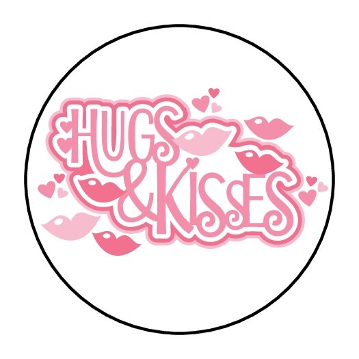 30 hugs and kisses Envelope Seals Labels Stickers 1.5″ Round hearts lips love