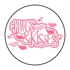 30 hugs and kisses Envelope Seals Labels Stickers 1.5″ Round hearts lips love