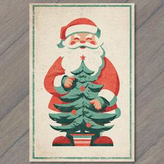 STICKER Santa Claus Christmas Tree Retro Holiday Joy Mid Century Phallic