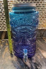 Place & Time Tiki Mask Drink Dispenser Luau 202.88 oz/1.6 gal Blue/Purple Glass