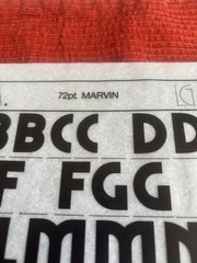 Four (4) Letraset INSTANT LETTERING Transfer Letters Marvin 72pt NICE 1
