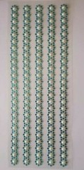 CraftbuddyUS 5 TURQ Round w/ 6mm Pearl Self Adhesive Rhinestone Stripes
