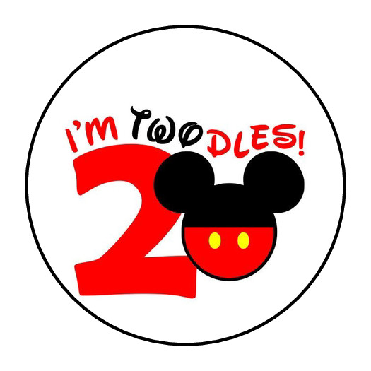 30 MICKEY MOUSE I’M TWODLES STICKERS ENVELOPE SEALS LABELS 1.5″ ROUND CUSTOM