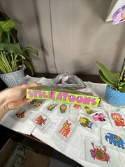 Vintage 1977 IMPERIAL Animal Wiggle Eye STICKATOONS 21 stickers RARE NEW+Box