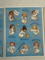 Vintage Hallmark Stickers ~ 3 Sheets~Children/cherubs/angels~Kitten~Puppy