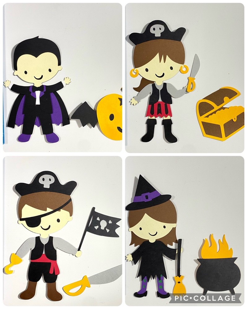 Paper Dolls Halloween Dress Up Die Cut Scrapbooking Embellishments