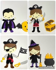 Paper Dolls Halloween Dress Up Die Cut Scrapbooking Embellishments