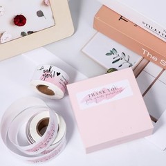 3 Rolls 1 x 3 inch Thank You Sticker, Thank You Stickers Small Pink&white