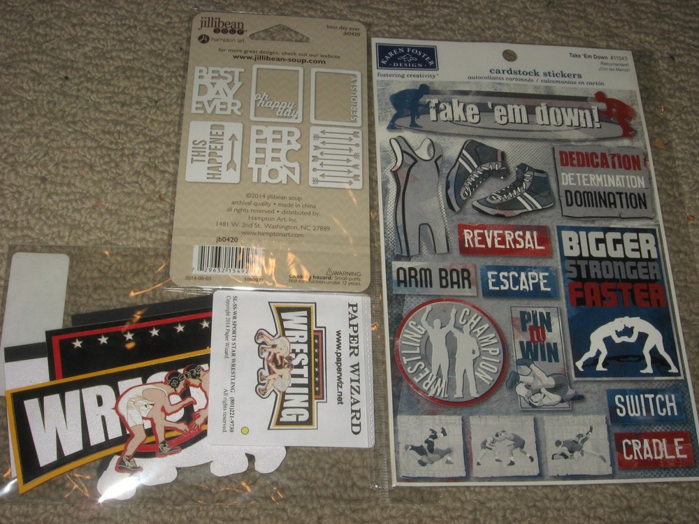 Lot Wrestling Karen Foster Scrapbooking Die-Cut Sayings Best Day embellishments