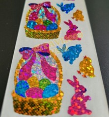 HAMBLY STUDIOS PRISMATIC STICKERS EASTER BASKET EGGS BUNNIES COLLECTIBLE RARE.