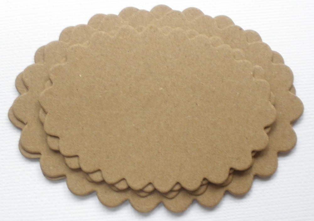 {6} NESTiNG OVAL SCALLOP- Raw Bare Unfinished Chipboard Die Cuts
