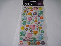 Scrapbooking Stickers Crafts Sticko Floral Jubilee Pastel Flowers Pink Blue Vine