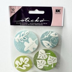 EK Success Sticko Vellum Dimensional Glitter Stickers Leaf Floral 10pc