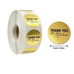 Roll of 500 1″ Thank You for Your Purchase Stickers Gold Round Sealing Labels