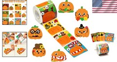 Halloween Pumpkin Stickers Roll 300 Waterproof Vinyl Stickers for Scrapbooking