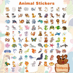 Stickers for Kids – 100 PCS Cute Animal Stickers | Water Bottle Scrapbook Sticke
