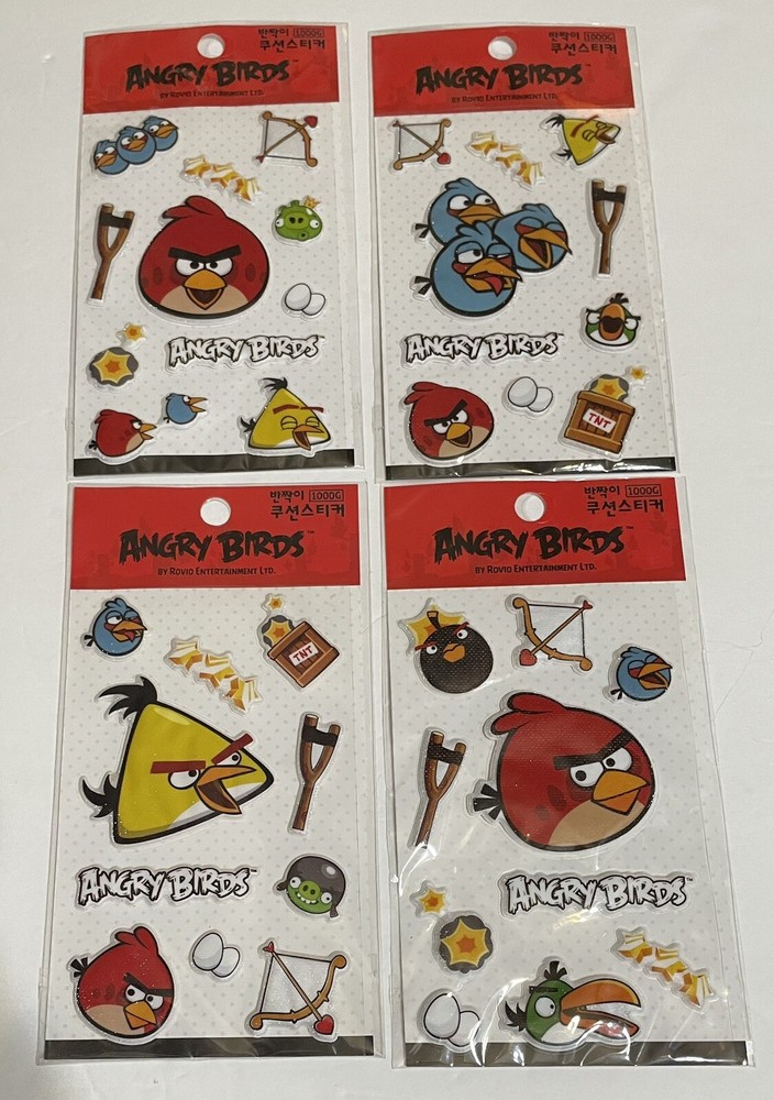 Angry Birds Stickers New Sealed ,4 Pieces Lot