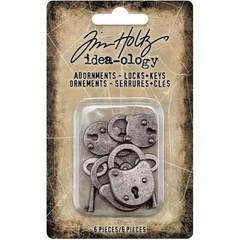 Tim Holtz Idea-ology Locks & Keys Metal Adornment TH94162 Vintage Scrapbook