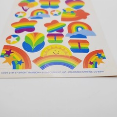 Vintage 80’s Current Bright Rainbow Stars Butterflies Hearts Sticker Sheet 1988