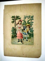 1800’s Page out of A Scrapbook w/ Beautiful Die Cuts Pasted on Page *