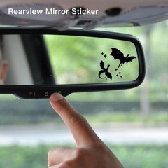 Set of 6 Tiny Dragons Rearview Vinyl Decal Celestial 1.78 inches, Black
