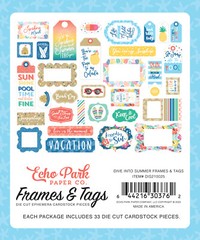 1 Pack of Echo Park Paper DIVE INTO SUMMER Frames & Tags Die-Cut Ephemera Pieces