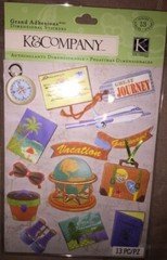 K&COMPANY PASSPORT TRAVEL Plane World Globe Luggage Happy Trail Vacation Journey