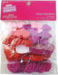 Valentine’s Day Glitter Heart Stickers – Red, Pink, Purple – 132 Pieces, Blue,