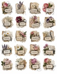 Floral Shabby Embellishments Junk Journal Scrapbook USA PICK A Set