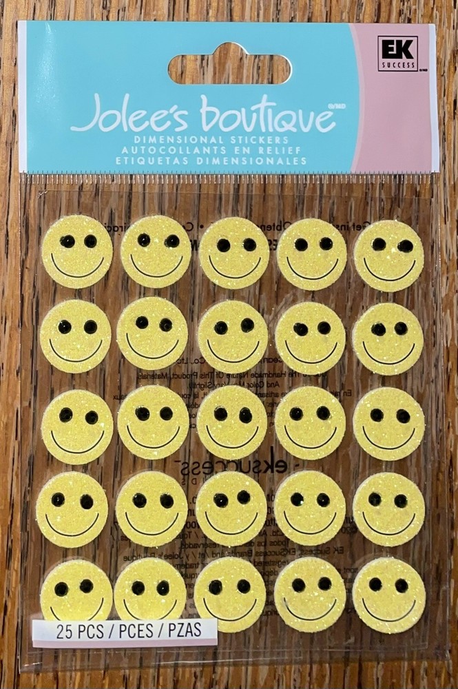 RARE Jolees Emoji Yellow Smiley Smiling Happy Faces Repeats Scrapbook Stickers