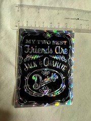 Vintage 1980s Best Friends Charlie & Jack Daniels Prismatic Sticker Black Shiny