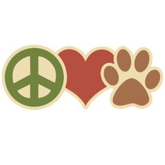 Vinyl Sticker Peace Sign Heart Dog Paw Print 4 X 1.75″