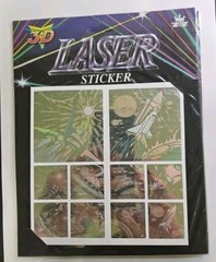 Lot Of 2 3D Laser Stickers Outer Space Astronauts VTG NOS Adorn Gift