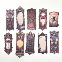 Gothic Butterfly Spider Embossed Cardstock Tag Stickers Junk Journaling Collage