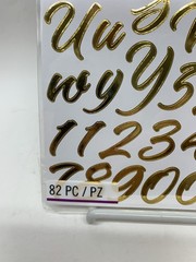 NOS Sticko Alphanumeric Stickers Brush Stroke Gold Script Metallic 82 Pieces