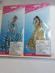 Disney Princess Bling Stickers Cinderella and Belle 6×3 3/4 inches NIP